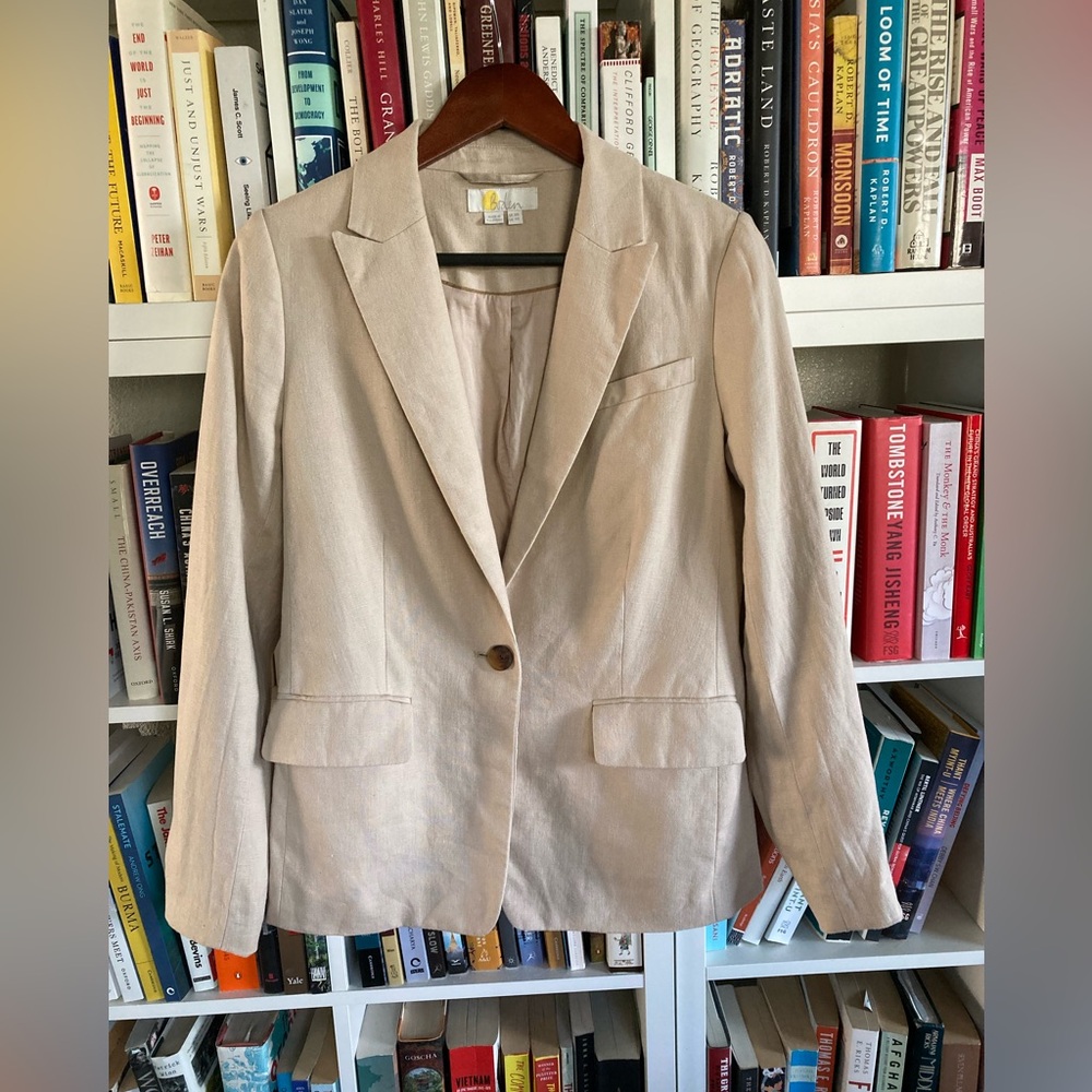 Boden Women's Beige/Sand Single-Button Blazer 100% Linen with 100% Cotton lining